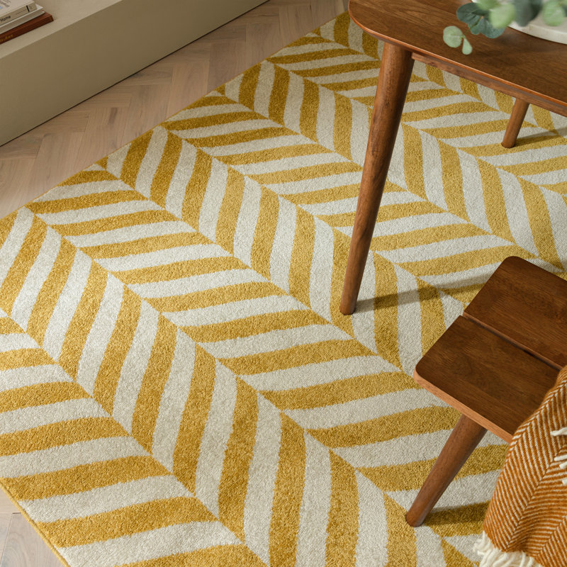 Chervil Zig Zag Pattern Area Polypropylene Rug - Bold Scandi Eclectic Style Living & Dining Room, Rectangle 200 x 290 cm