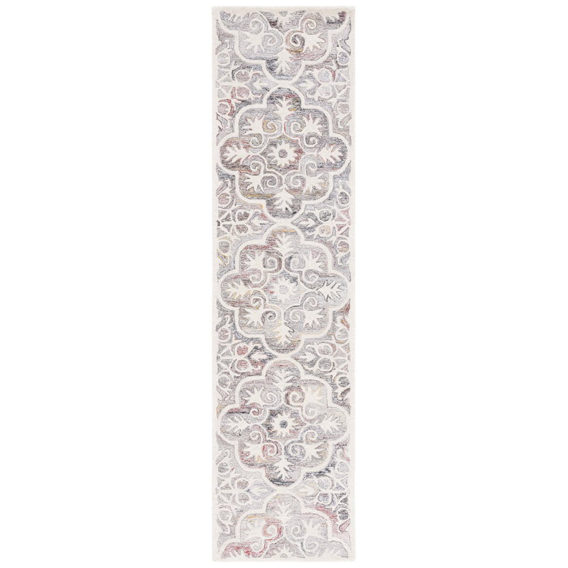 Eliathas Hand Tufted Wool And Cotton With Latex Damask Rug, Runner 2'3" x 9'