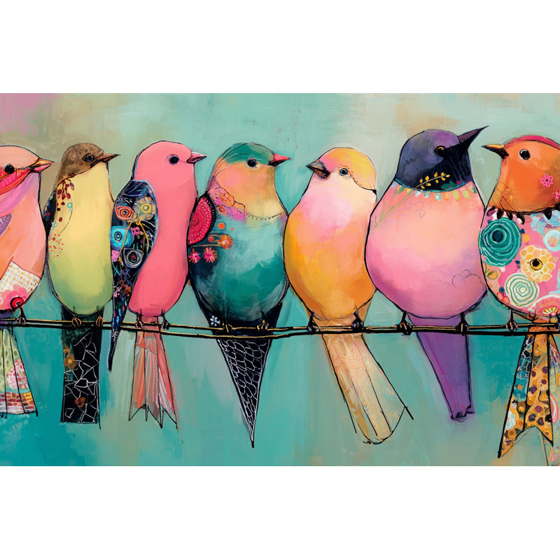 Boho Bird Gathering-Wrapped Canvas Wall Art