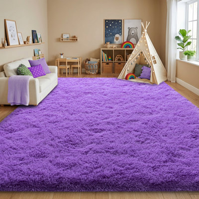 Solid Rug Soft Fluffy Purple Indoor Area Rug for Living Room Bedroom Nursery Kids Room
