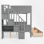 Lit simple superposé au dessus d'un lit double avec tablettes et escalier de rangement-1860653190
