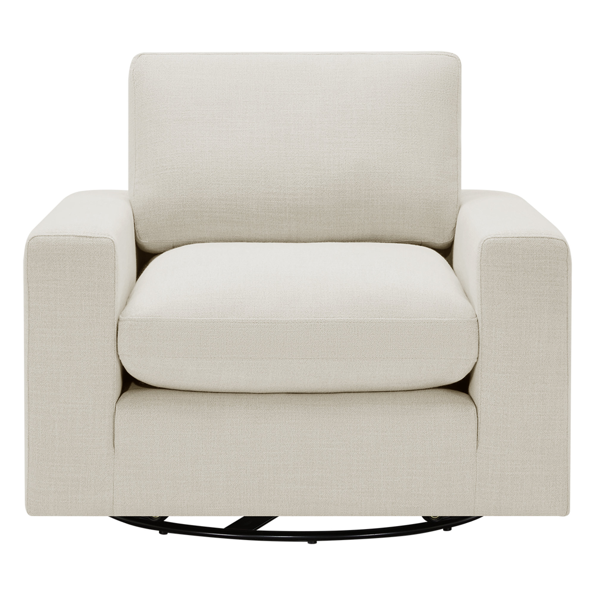 Asher Upholstered Swivel Armchair, Effie Linen Performance Linen
