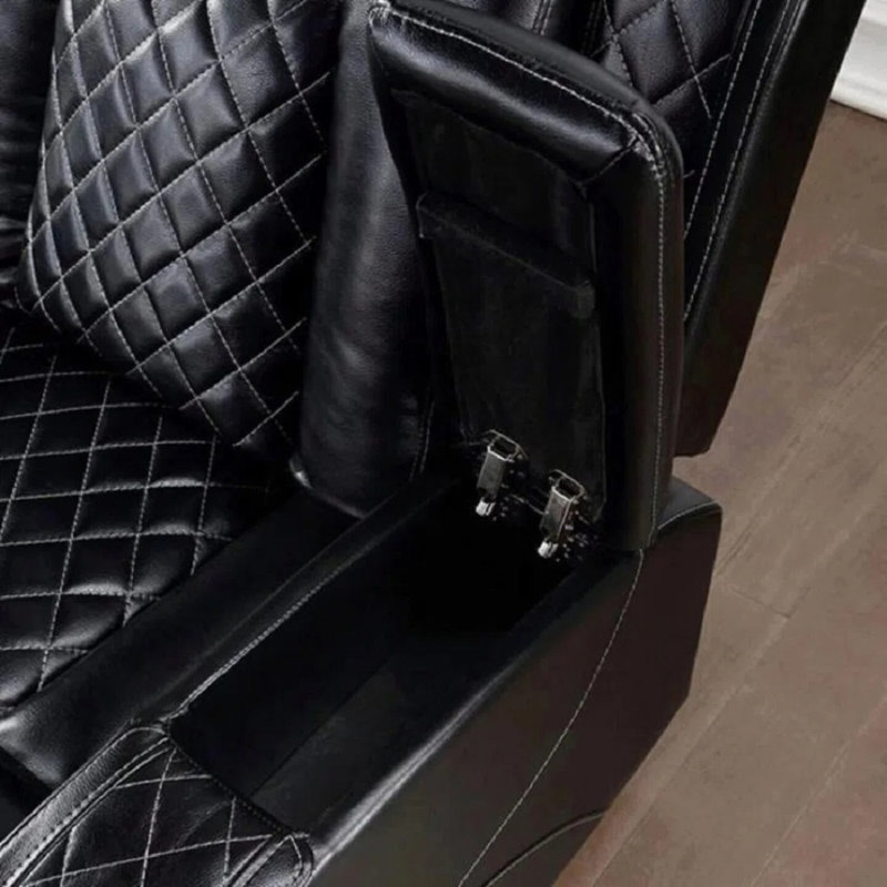  Taishia 73.5'' Faux Leather Loveseat with LED,Storage Armrest and Middle Console, Black