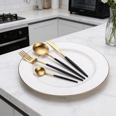 24 Piece Premium 304 Stainless Steel Cutlery Set, Steak Knife Fork And Spoon For Home Dining, Restaurant, And Hotel Use