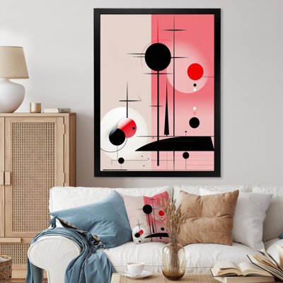 Oracle circulaire géométrique en noir et rose - Reproduction d'art géométrique moderne