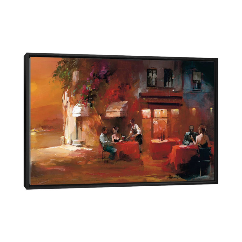 «Dinner for Two II», reproduction sur toile, H 18 po x l 26 po x P 1,5 po, Toile avec cadre noir, Pas de tapis