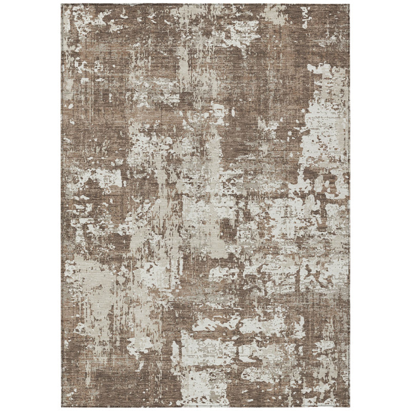 Caelan Brown Washable Indoor-Outdoor Rug - , 8' x 10'