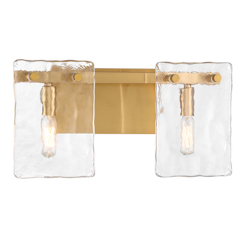 Warm Brass 2-Light Vanity with Handmade Water Glass