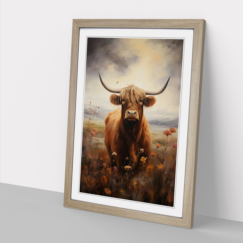 Highland Cow Romanticism Art - Framed Print, 34cm H x 25cm W x 2cm D