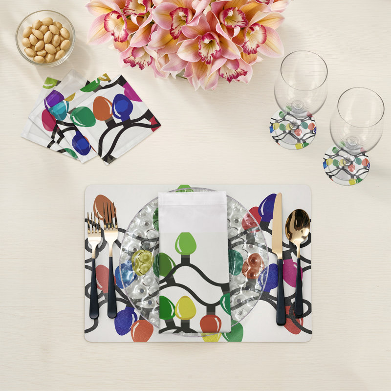 Xmas Vegan Leather Rectangle Placemats, Primaries