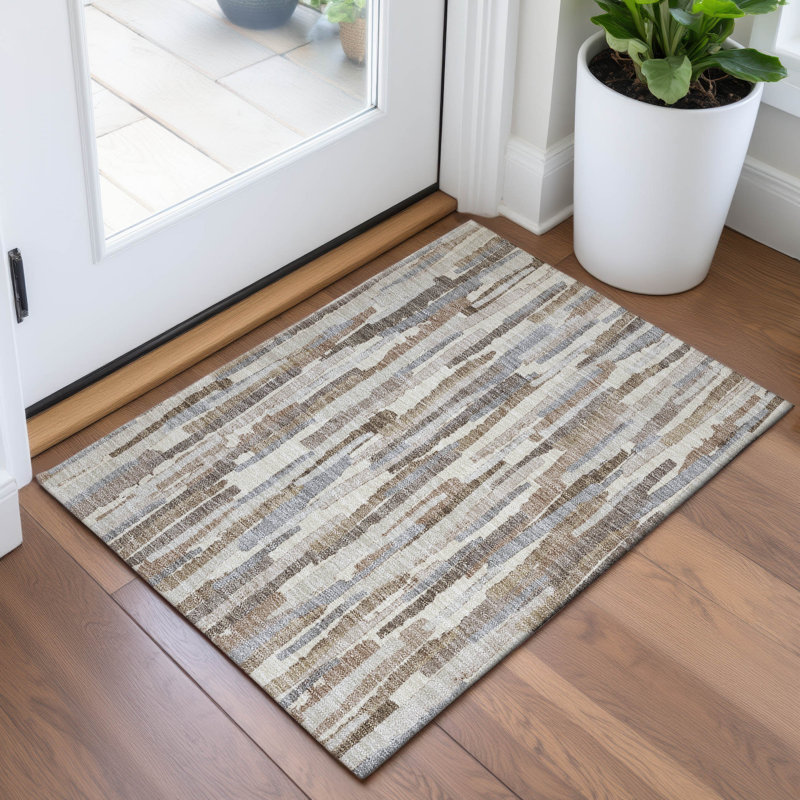 Premium Machine Washable Elize AMF1314 Stripes Rug, Rectangle 1'8" x 2'6"
