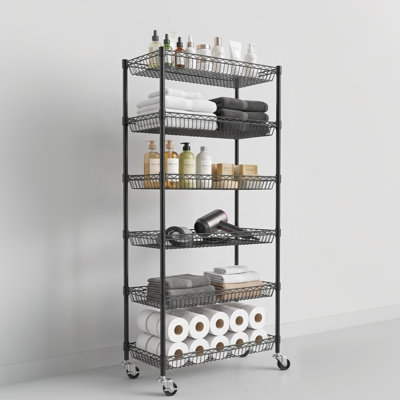 30cm W Powder Coated Steel Shelving Unit 6-Tier Shelving Unit