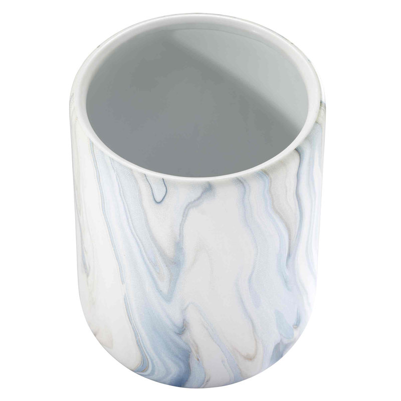 Waves Bath Blue Wastebasket