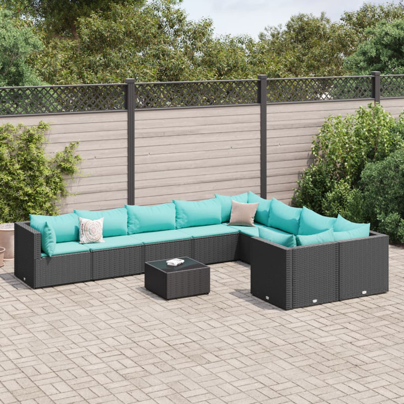 Ensemble de canapé de patio avec coussins 10 pièces Vidaxl