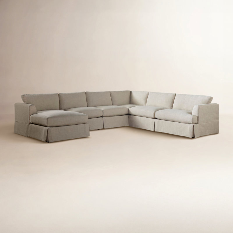 Lucia Chaise Sectional, Left Hand Facing, Drusky Linen Sustain® Basketweave