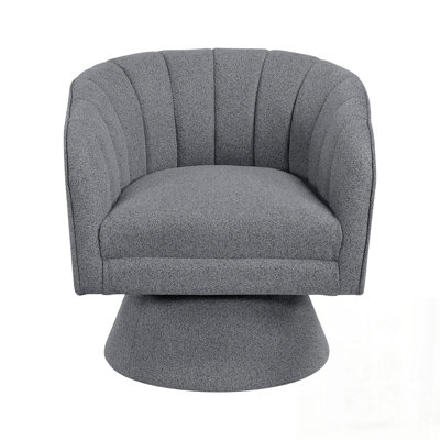 Modern Swivel Accent Chair with Boucle Upholstery, Solid Wood Frame, and Comfortable Foam Seat Cushion for Home Decor