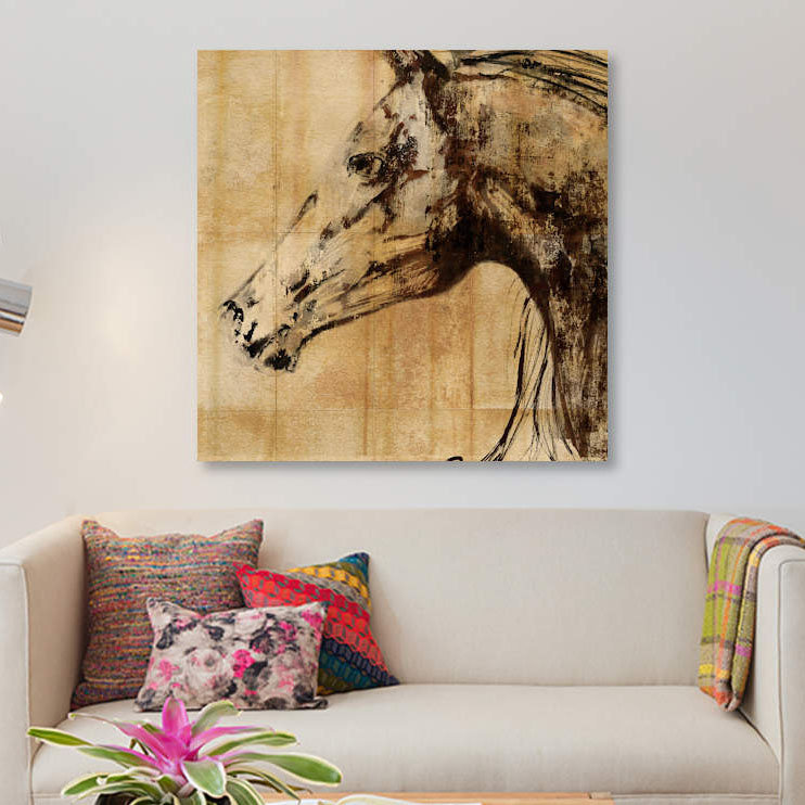 « stallion i », impression sur toile, H 26 po x l 26 po x P 1,5 po, Pas de tapis, Papier d'art encadré noir
