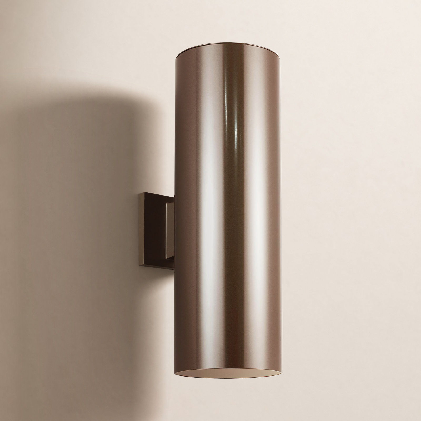 Dylan 2 Light Cylinder Outdoor Wall Light, No, Bronze, 14.25" H x 5.12" W x 5.12" D