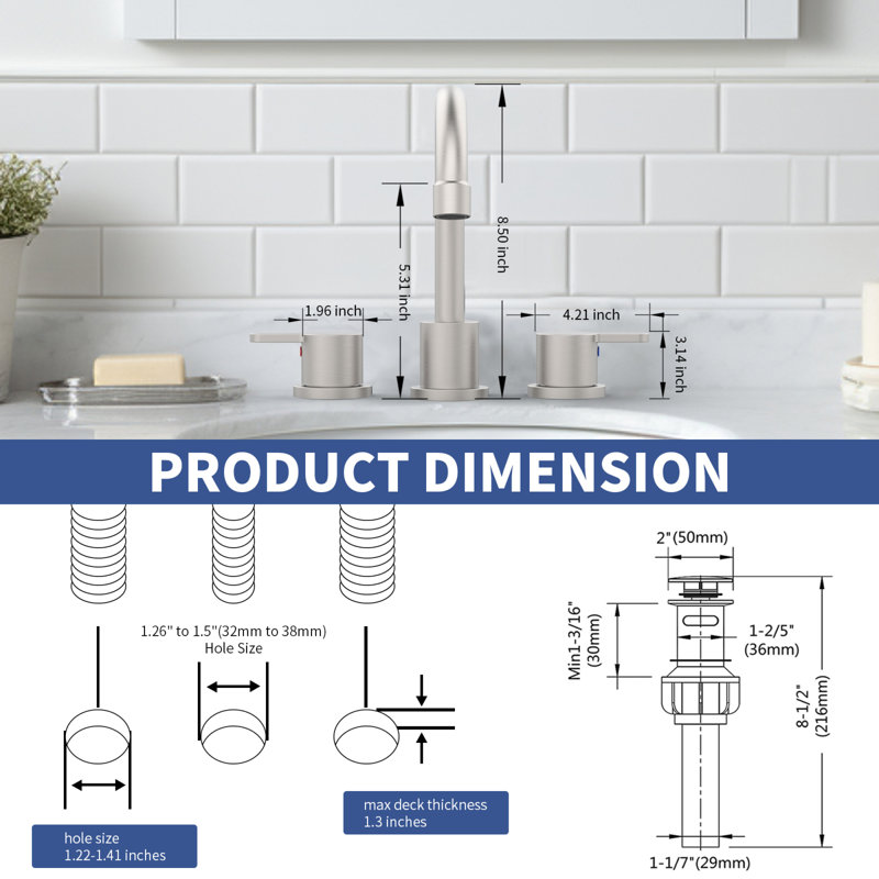 Premium Metal Bathroom Sink Faucets, Brushed Nickel Modern Design For Family Use