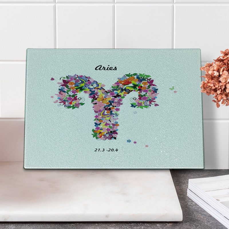 Multicolore planche à découper en verre trempé Ambesonne Zodiac Aries