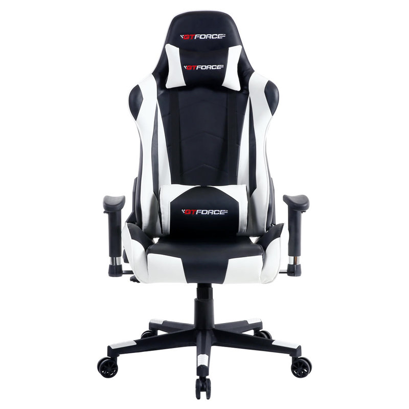 Brayden Studio Forcier Reclining Faux Leather PC & Racing Game Chair, White/Black