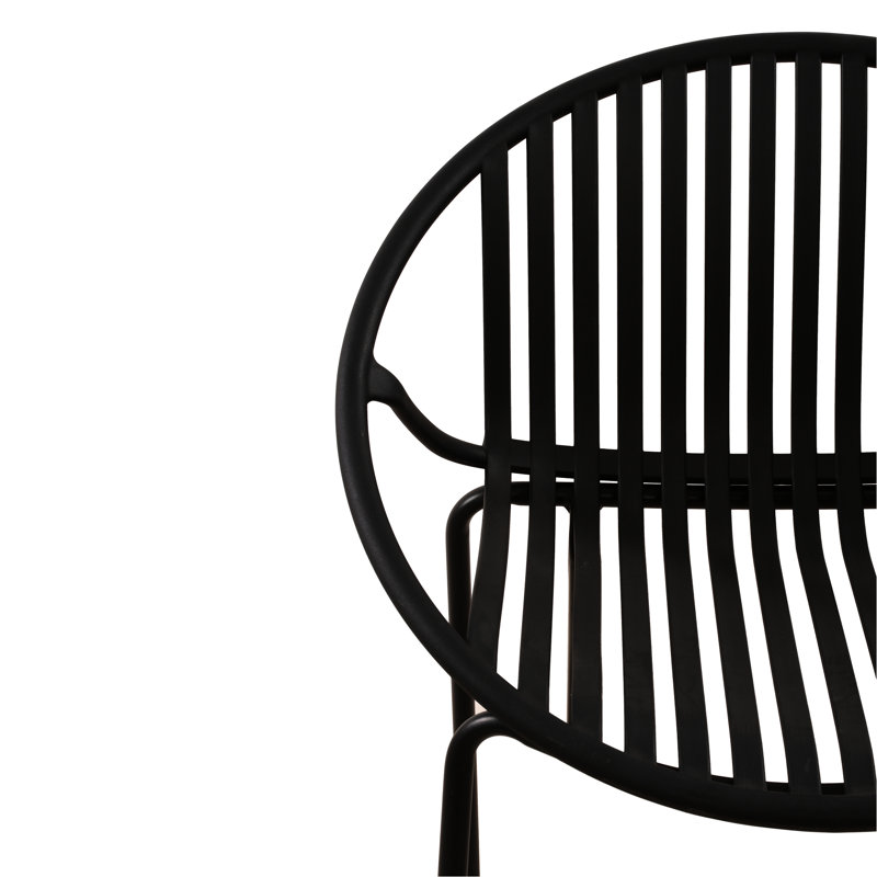 Patio Dining Chairs Of 2, Black. Modern Simple Style With Breathable Seat. Metal Legs + Plastic Back. Ergonomic, , 300 Lbs Capacity. 25.37"L X 22.5"W 30.36"H. Assembly Required   2 , Art . ,