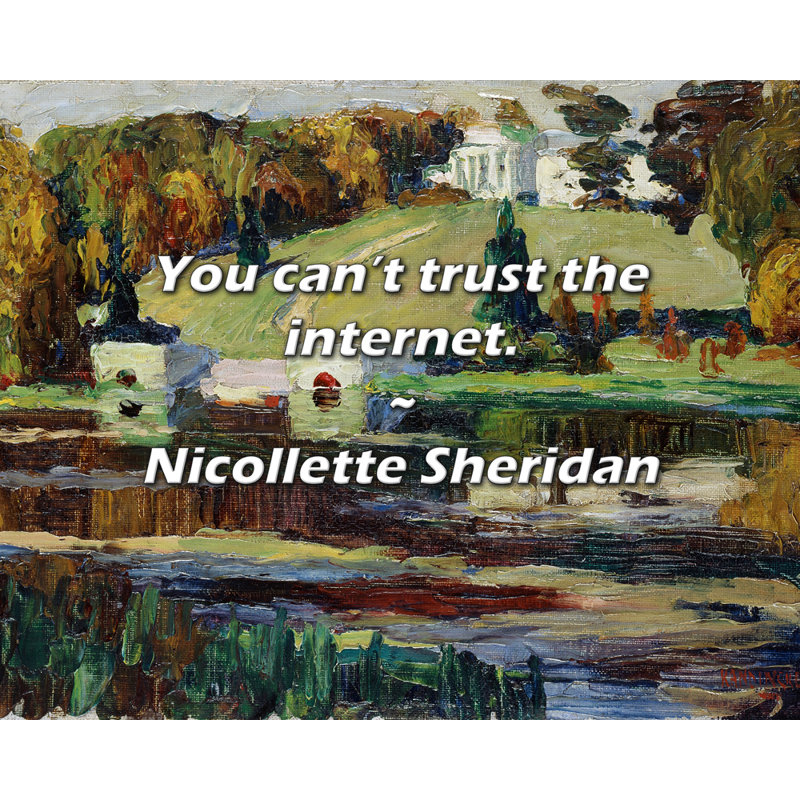 Citation artistique «Vous ne pouvez pas faire confiance à Internet». Toile tendue par Nicollette Sheridan