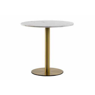 Vancouver Round Faux Marble Top Metal Base Dining Table