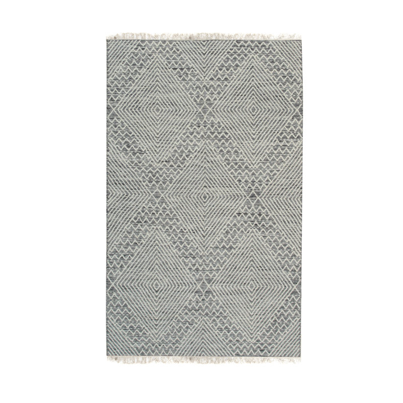 Celia Kilim Blue Handmade Wool Area Rug, Rectangle 8' x 10'