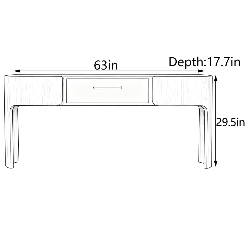Console Mid-Century en bois massif, 29.5" H x 63" W x 17.7" D