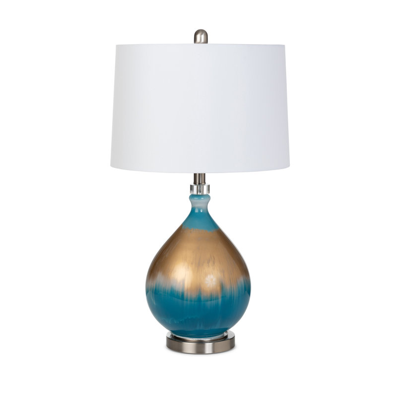 Inchara - 27" Glass Table Lamp - Gold & Blue Finish