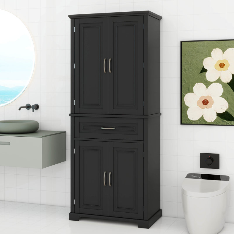 Armoire de rangement de 72 po de hauteur, garde-manger de ferme avec tablettes et tiroir, armoire de salle de bain, plusieurs espaces de rangement
