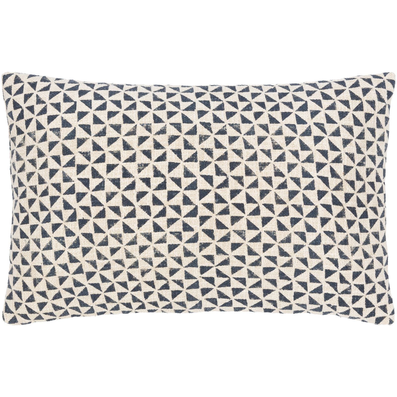 Zetta Geometric Cotton Lumbar Throw Pillow, Beige/Denim, Pillow Cover Only - No Insert