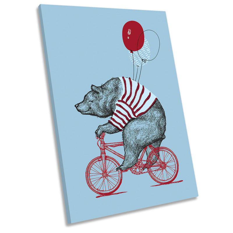 Bear Bicycle Balloons - Wrapped Canvas Print, 45.7cm H x 30.5cm W x 2cm D