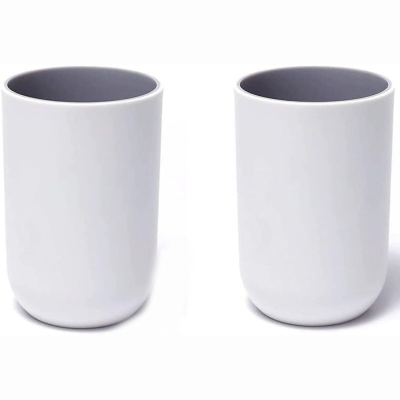 Unbreakable Reusable Drinking Cups Set of 2, White