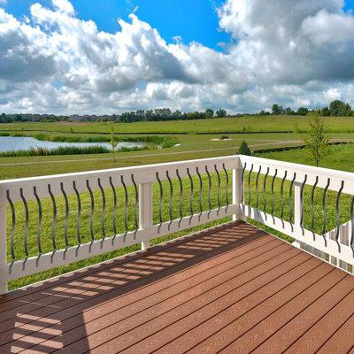 Balustre d'escalier en métal 32,25 "avec vis et broches de terrasse et rampe d'escalier pour terrasse extérieure (paquet de 26 ondulé)