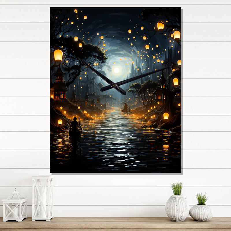 Horloge murale Japon Art of Sea of Lanterns II - Cityscapes, H 32 po x l 24 po x P 1 po