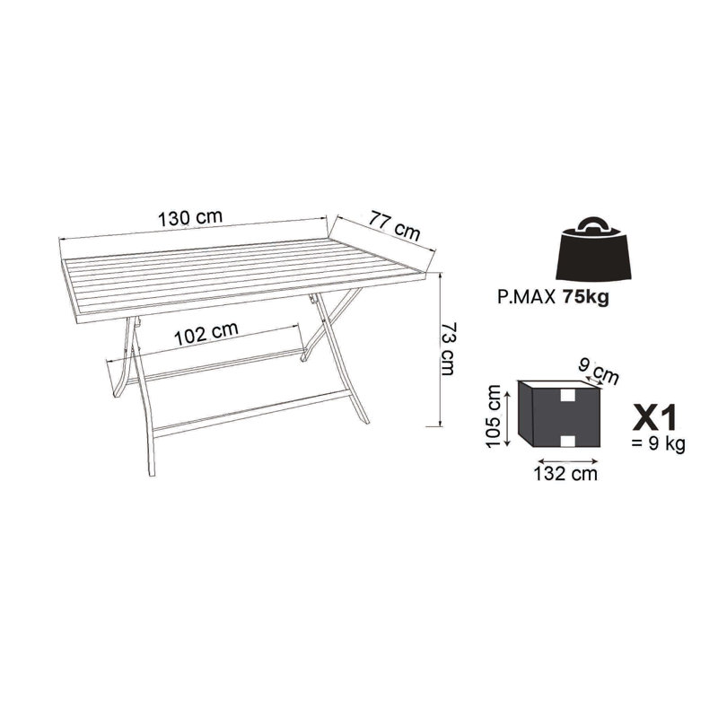 Angelos 130cm Rectangular Folding Table, 73cm H x 130cm L x 70cm W, White