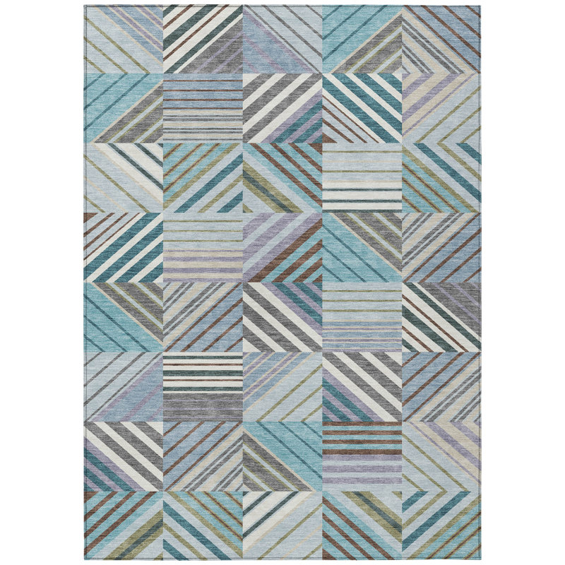 Machine Washable Indoor/Outdoor Lanphear ACN2399 Patchwork Rug, Rectangle 2'6" x 3'10"