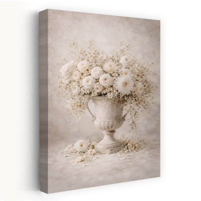 Art mural blanc contemporain Dahlia