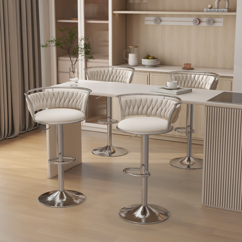 Tabouret de bar Christal, Argent, Ivoire