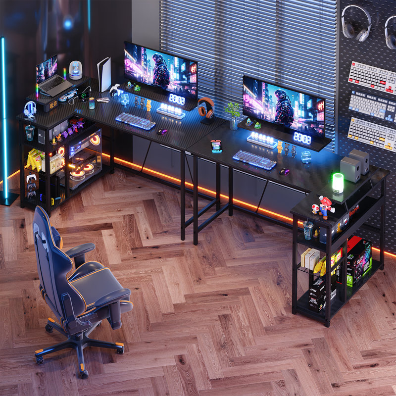 L-Shaped Metal Base Computer Desk