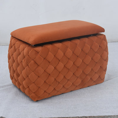 Adamarie 65cm Wide Velvet Rectangle Patchwork Standard Ottoman with Storage