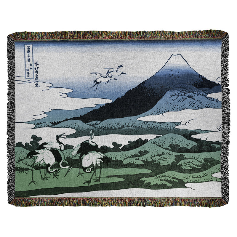 Jeté en coton pour grues japonaises lourdes, Bleu / vert