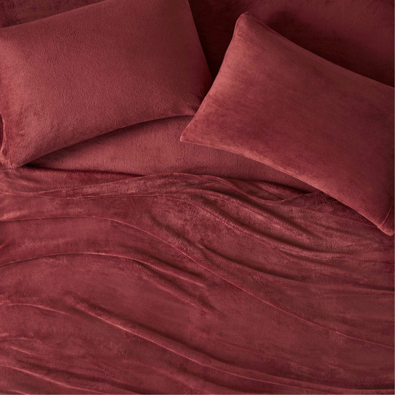 4 PCS Micro Plush Sheet Set, King Coverlet + 3 Additional Pieces