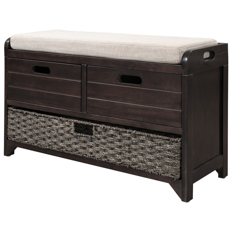 Banc de rangement en bois massif, armoire à chaussures, banc à chaussures, armoire à chaussures, Espresso