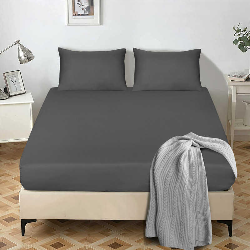 Egyptian-Quality Cotton sheet Flat, Charcoal, Single (3')