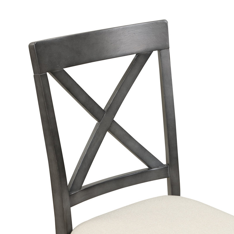 Kayelin 5 Pieces Dining Table Set Solid Wood Round Table with 4 Chairs, Gray