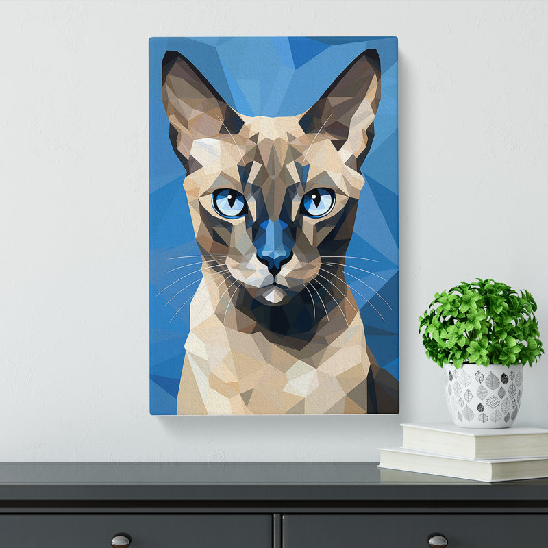 Siamese Cat Cubism - Wrapped Canvas, 60cm H x 40cm W x 3cm D