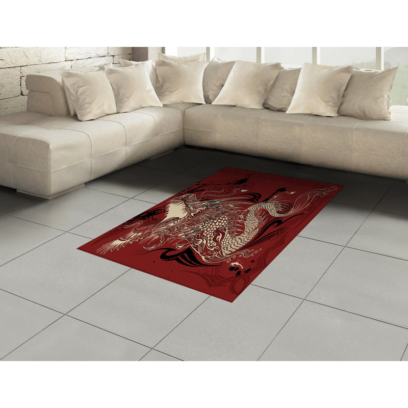 Dragon Eastern High Density Long Fiber Poly Threads Decorative Area Rug Carpet, Rectangle 4' x 5'8"